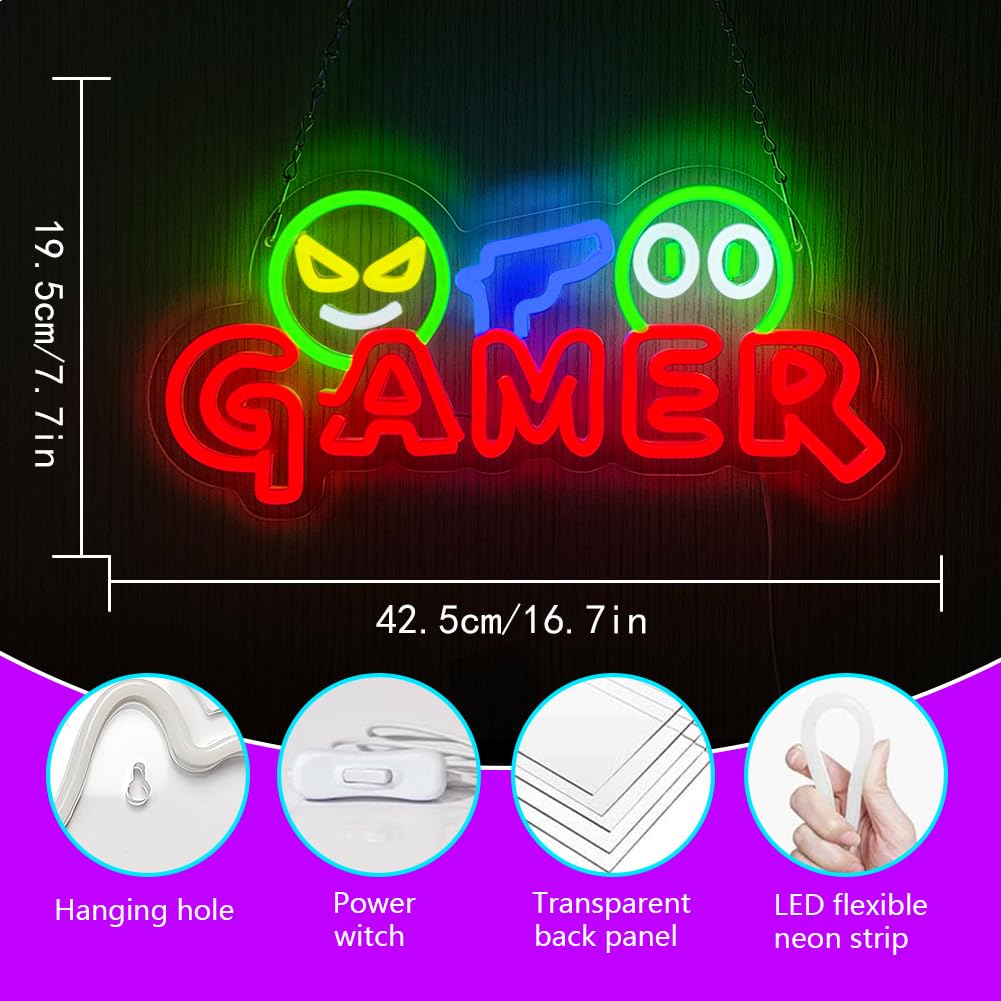 Gamer Neon Sign LED Wall Light - Party Games Graduation review and price