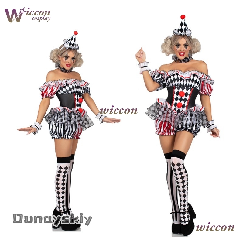 Women Clown Cosplay Costume Ci - Party Games Online review and price